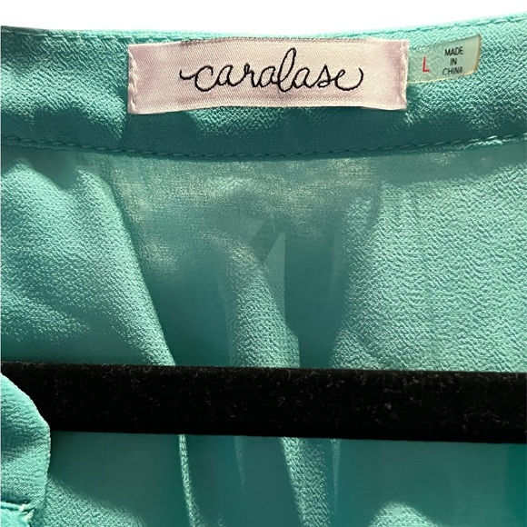 Caralase Shear Turquoise Tunic Blouse - Picture 2 of 3